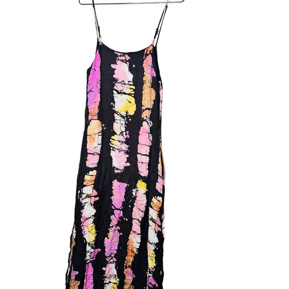 Busayo Collective Black Purple Tie-Dye V-Neck Side Slit Slip Dress Size Medium - Picture 5 of 10